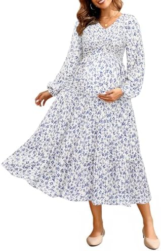 ivory floral embroidered maternity midi dress PinkBlush Ivory Floral Embroidered Maternity Midi Dress at Amazon Women's  Clothing store