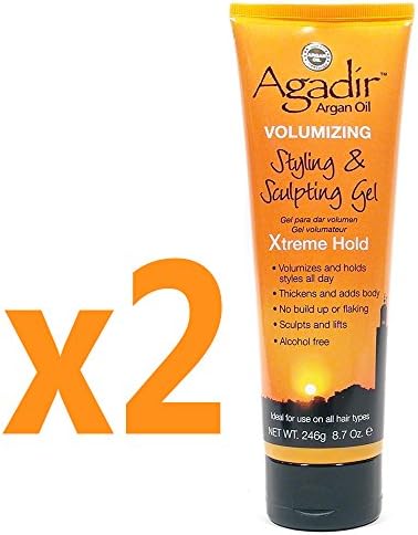 Agadir Argan Oil Volumizing Styling and Sculpting Gel Xtreme Hold, 8.7 Ounce(pack of 2)