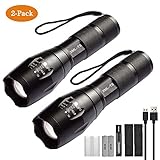 XVZ High-Powered LED Flashlight S1000 [2 PACK] - Brightest High Lumen Light with 5 Modes, Zoomable, and Water Resistant I Powerful Camping