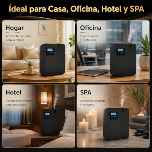 BWEFVB Máquina de Aire aromática Inteligente, Tecnología Profesional de difusión de Aire frío, Difusor de aceites Esenciales sin Agua, Difusor de aromaterapia montado en la Pared, 300 ml (Negro)