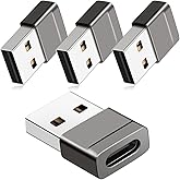 AuviPal USB auf USB C Adapter (4 Stück), USB Stecker auf USB C Buchse Konverter, USB A Ladegerät auf USB Typ C Kabel Konverte