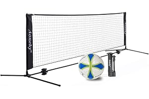 Aoneky 10ft Portable Soccer Tennis Set - Soccer Volley Set with Net and Ball