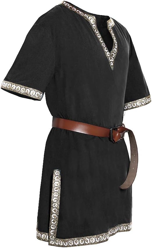Mens Medieval Costume Halloween Renaissance Tunic Viking Knight Pirate Vintage Warrior LARP Shirts