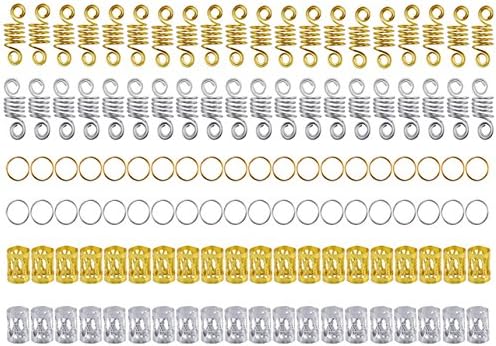 120 Pieces Aluminum Hair Coil Dreadlocks Hair Braid Rings Dreadlocks Beads Metal Hair Braid Cuffs for Hair Decoration (Gold and Silver)
