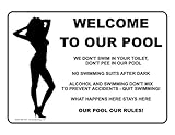 ComplianceSigns Aluminum Swimming Pool / Spa Sign, 10 x 7 in. with English Text, White