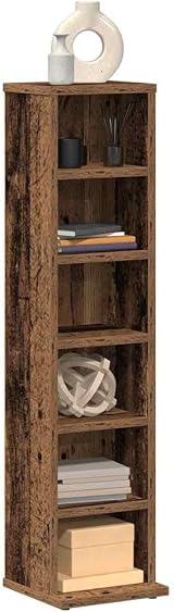 vidaXL CD Cabinet Old Wood 21x20x88 cm Engineered Wood Storage Shelf view 2