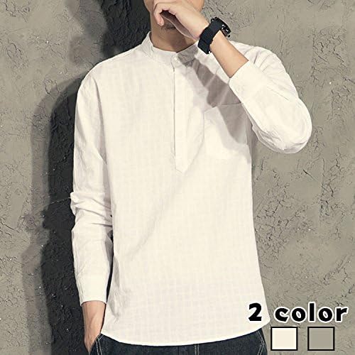 Amazon Co Jp 男の子 シャツ メンズトレーナー プルオーバー クルーネック 前ボタン 長袖 チェック柄 ショート丈 コットン リネン メンズシャツ ｔシャツ チェックシャツ カジュアル 服 ファッション小物