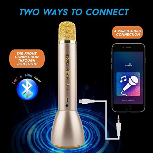 Wireless Karaoke Microphone, Handheld Bluetooth Speaker Player Recording Machines for Kids Adult Music Singing Playing, Home KTV Usb Karaoke System Support IPhone/Android/IOS/Smartphone