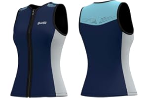 GoldFin Wetsuit Top for Women, Wet Suit Vest 2mm Neoprene Sleeveless Front Zip Jackets for Water Sports Swimming Diving Surfing Snorkeling