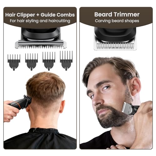 MAXGROOM Manscape All-in-One Body & Pubic Hair Trimmer for Men, No-Nick Groin & Ball Shaver, Waterproof Mens Electric Grooming Kit with LED Display, USB Rechargeable (Black)