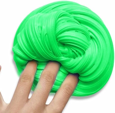 Fluffy Slime, Putty Floam Slime with Storage Container Sensory Play Stress Relief Toy ADHT ASMR No Borax with Nice Fragrance for Kids and Adults (Green)