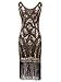 Vijiv 1920s Vintage Inspired Sequin Embellished Fringe Prom Gatsby Flapper Dress,Gold,Medium