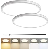 hunhun 2 Pack 16 Inch Dimmable LED Flush Mount Ceiling Light 4800LM Round Light Fixture 5 Color Temperature Selectable Super Slim Large Flat Ceiling Lamp for Living Dining Room White