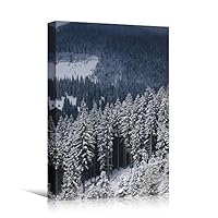 Canvas Wall Art Winter Trees Cool Dramatic Forest Multicolor Nature Photography Rustic - 12x18 inches