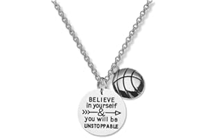Sportybella Basketball Necklace, Basketball Believe In Yourself & You Will Be Unstoppable Jewelry, Basketball Gifts, Basketball Charm Necklace, Gift for Female Basketball Players
