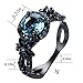 Rongxing Jewelry 7mm Round Blue Aquamarine Topaz Crystal Ring Size 6 Chain Women's Black Gold Filled Engagement Gift