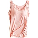 Womens Modal Built-in Bra Padded Camisole Yoga Tanks Tops