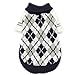 BOBIBI Dog Sweater of The Diamond Plaid Pet Cat Winter Knitwear Warm Clothes,Navy,Small