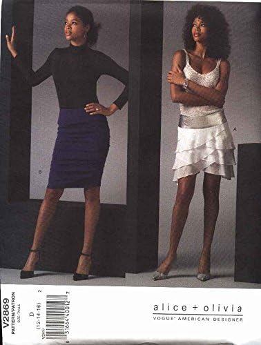 Vogue Sewing Pattern 2869 Misses Size 18-20-22 alice+Olivia Yoked Low RiseTiered Ruched Skirts