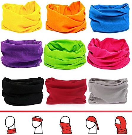 16-in-1 4/9 Pcs Multifunctional Yoga Sports headwear,Travel Headband Seamless Neck UV Solid Moisture Wicking Bandana Turban Scarf