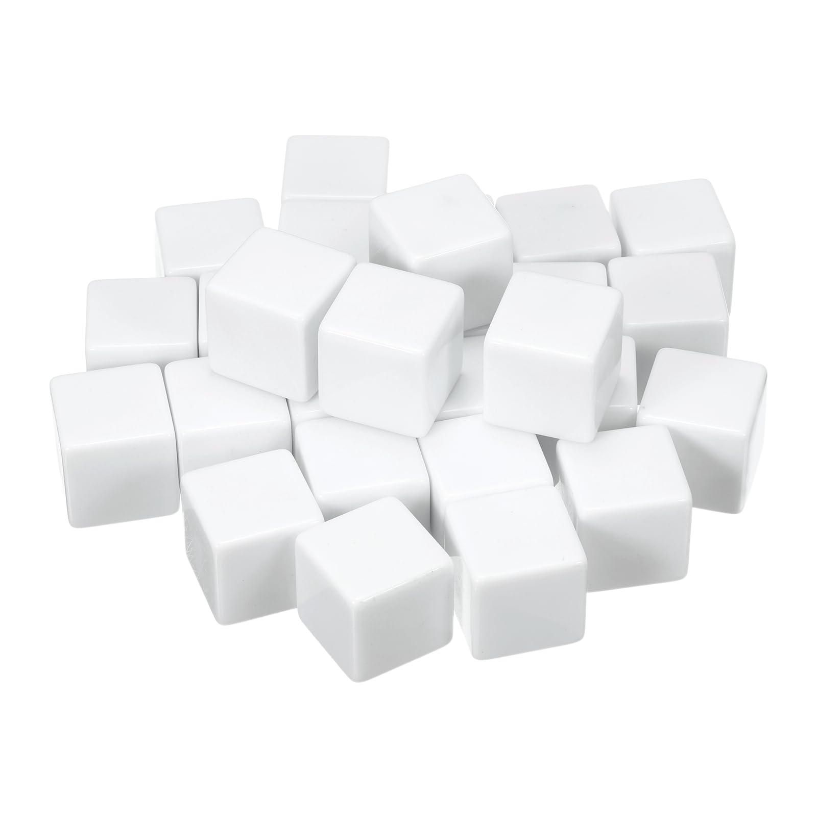 sourcing map 20Pcs Acrylic Blank Dice, 25mm/0.98" Acrylic Six Sided Blank White Dice Blocks with Smoothed Surface for Board Games Party Fun