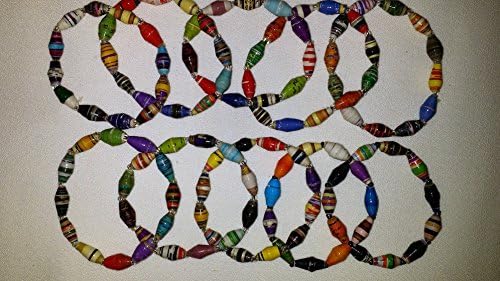 Bead Bracelets Stretchy- Package of 10 Fair Trade Katogo Multi-Colored Recycled Paper