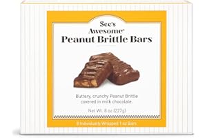 See's Candies Awesome Peanut Brittle Bars - 8 Individually Wrapped Bars, Brittle Treat, Classic Crunchy Snack, 9.3 oz
