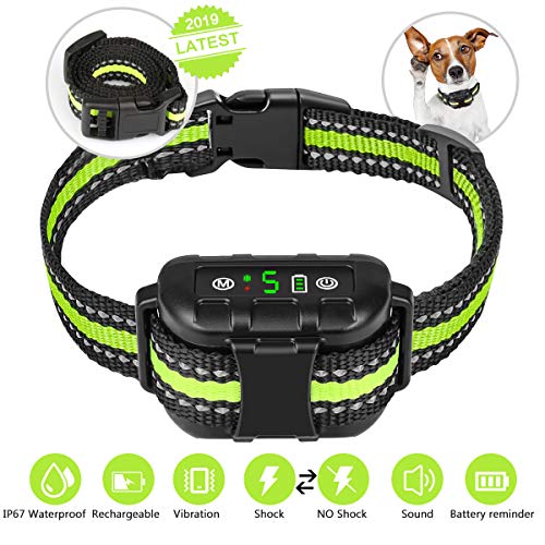 [2019 Upgraded Version]Bark Collar for Small Medium Large Dogs,Nycetek No Bark Collar with 2 Modes,Rechargeable Dog Bark Collar-Beep/Vibration/Static Shock/IP67 Waterproof,Bark Collar No Pain for Dog