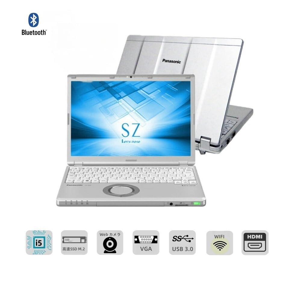 Panasonic Ultra Lightweight Laptop, Let's Note CF-SZ6, 12.1-inch (FHD) Laptop, 7th Generation, Intel Core i3-7100U @ 2.4 GHz, 8 GB Memory, 256 GB, WEB Camera, WIFI, HDMI, VGA, Win11 & MS Office 2019