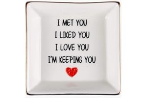 AREOK Mothers Day Gifts for Wife Gifts from Husband, Romantic Gifts for Wife Her - Happy Anniversary Birthday Prensent, Ring Dish Holder, Jewelry Tray, Trinket Dish, I Love You