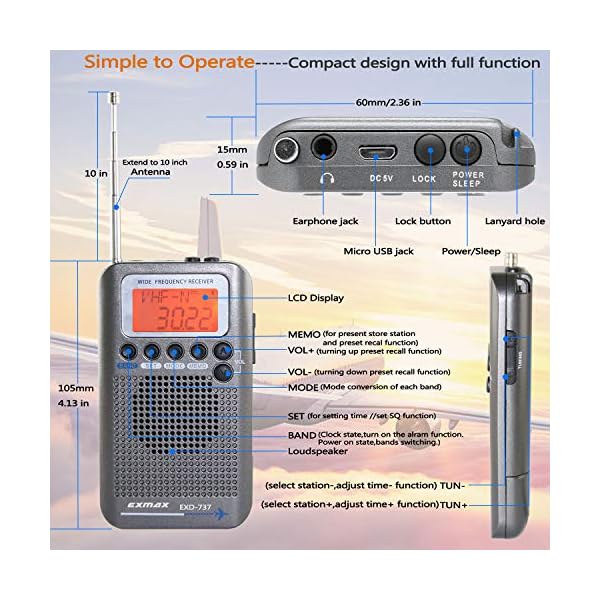 Radio tipo Tecsun Onda Corta + FM AM SW AIR CB VHF - Imagen 6