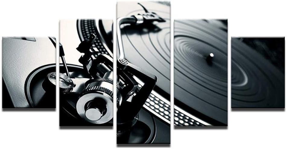 LHMTZ Five modules Canvas Painting 200 * 100CM Music DJ Console Musical Instrument 5 Panel Wall Art Background Painting Pictures Print on Canvas Abstract The Picture for Home Modern Decoration Piece