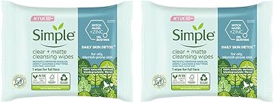 Simple Daily Skin Detox Clear + Matte Wipes 20 Count Pack of 2