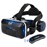 ETVR 3D VR Headset With Remote Controller, Large Viewing Immersive Experience Virtual Reality Glasses with Builted-in Stereo Headphone for VR Games & 3D Movies - Fit for iPhone and Android Smartphones
