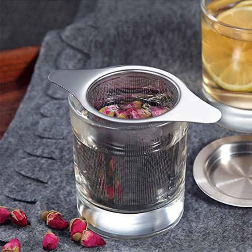 Tea Strainers for Loose Tea,18/8 Stainless Steel Tea Infuser Fine Mesh Filters Tea Strainer Double Handles for Hanging on Teapots, Mugs, Cups to steep Loose Leaf Tea and Coffee - Thumbnail 4