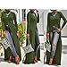 Flymall Women Long Sleeve Open Side Split Long Maxi Dress T Shirts Tops (M, Army green)