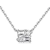 CYW Moissanite/Ruby/Sapphire/Emerald Dainty Pendant Necklace for Women, Novelty Design, Really Authentic Solid 925 Sterling Silver, 16"/18"/20" Adjustable, Birthday Anniversary Valentines Gift