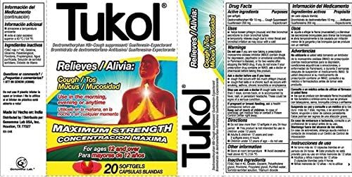 Tukol Relieves Cough & Mucus, Maximum Strength, 20 Softgels (Pack of 2)