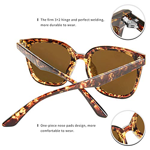 Oversized Sunglasses for Women Vintage Style Shades (Brown Lens Turquoise Frame)
