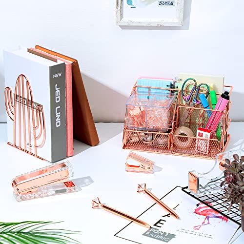 Rose Gold Office Supplies Set Include Multifunctional Desk Organizer