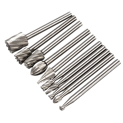 image for Yakamoz 2 Set of 10pcs 3mm 1/8 Inch Shank HSS Routing Router Bits Burr