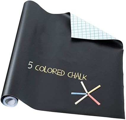Extra Groot Krijtbord Contact Papier Krijtband Blackboard Sticker Vinyl Muursticker Met 5 Gekleurde Krijt Voor Thuis Kamer Kantoor Klas Houd Familie School Werk Georganiseerd 17 7 X 78 7 Zwart Amazon Nl