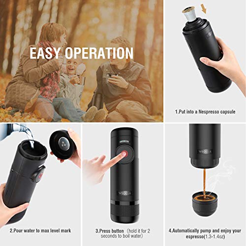 Espresso Machine Portable Automatic Boils Water 15 Bars Pressure One-Button Operation Travel Outdoor Coffee Maker