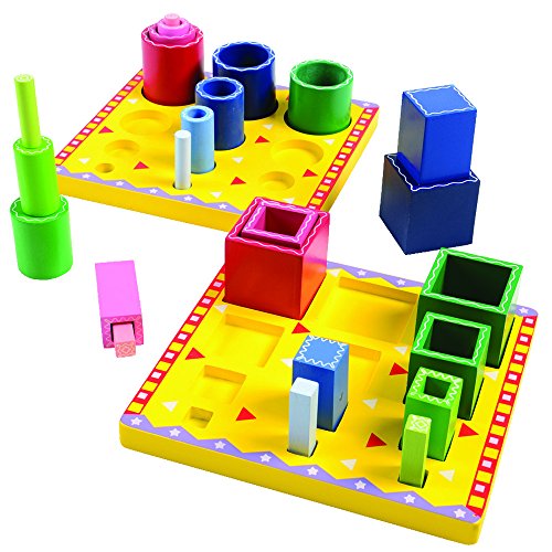 Constructive Playthings Wooden Tube Sorting Blocks to Explore Color and