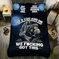 RICK-LIKE Bedding Quilt Cover, Planet Super Model Polyester Skull 3 Piece Set Bedding Quilt Cover King (1 Quilt Cover + 2 Pillowcases)