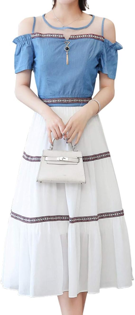 Amazon Lisa Pulster レディース ワンピース Aライン シフォン 肩出し ワンピース パーティードレス フレアワンピース レース ワンピース フォーマルドレス 結婚式 二次会 謝恩会 披露宴 お呼ばれ ワンピース チュニック 通販