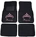 LA Auto Gear Pink Princess w/Cute Crown Gem Crystal Studded Rhinestone Car Truck SUV Front & Rear Seat Carpet Floor Mats
