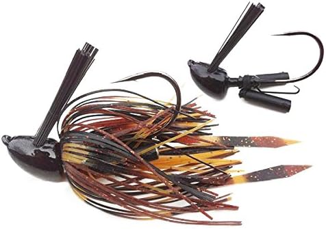 Heavy Mat Jig with Self-Righting Jig Head Fishing Lures to Bait Bass, Bluegill and More,  Craw/Black/Brown/Amber, 3/4 oz