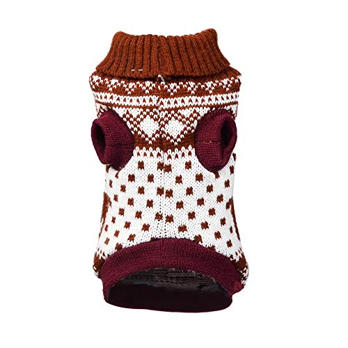 Pet Sweater, Pet Dogs Winter Warm Turtleneck Pet Dog Cat Christmas Costumes Puppy Cat Apparel Pet Garment (X-Small)