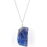 InfinityGemsArt Genuine Raw Tanzanite Gemstone Dainty Pendant Necklace, Rough Crystals, December Birthstone Stones, Women Jewelry 925 Sterling Silver 18 inch, Karma Stone